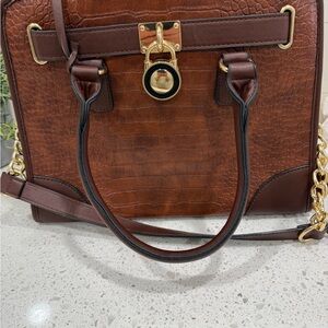 Chic Brown Croc-Embossed Satchel